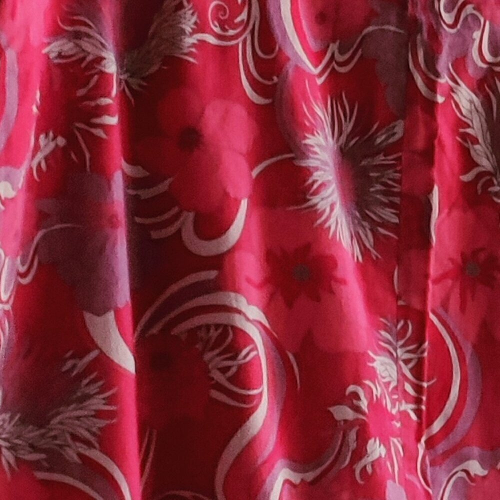 Skirt in summer colors, Calvin Klein. Pink & Cream Floral Cotton .Drawstring Tie - Picture 4 of 7
